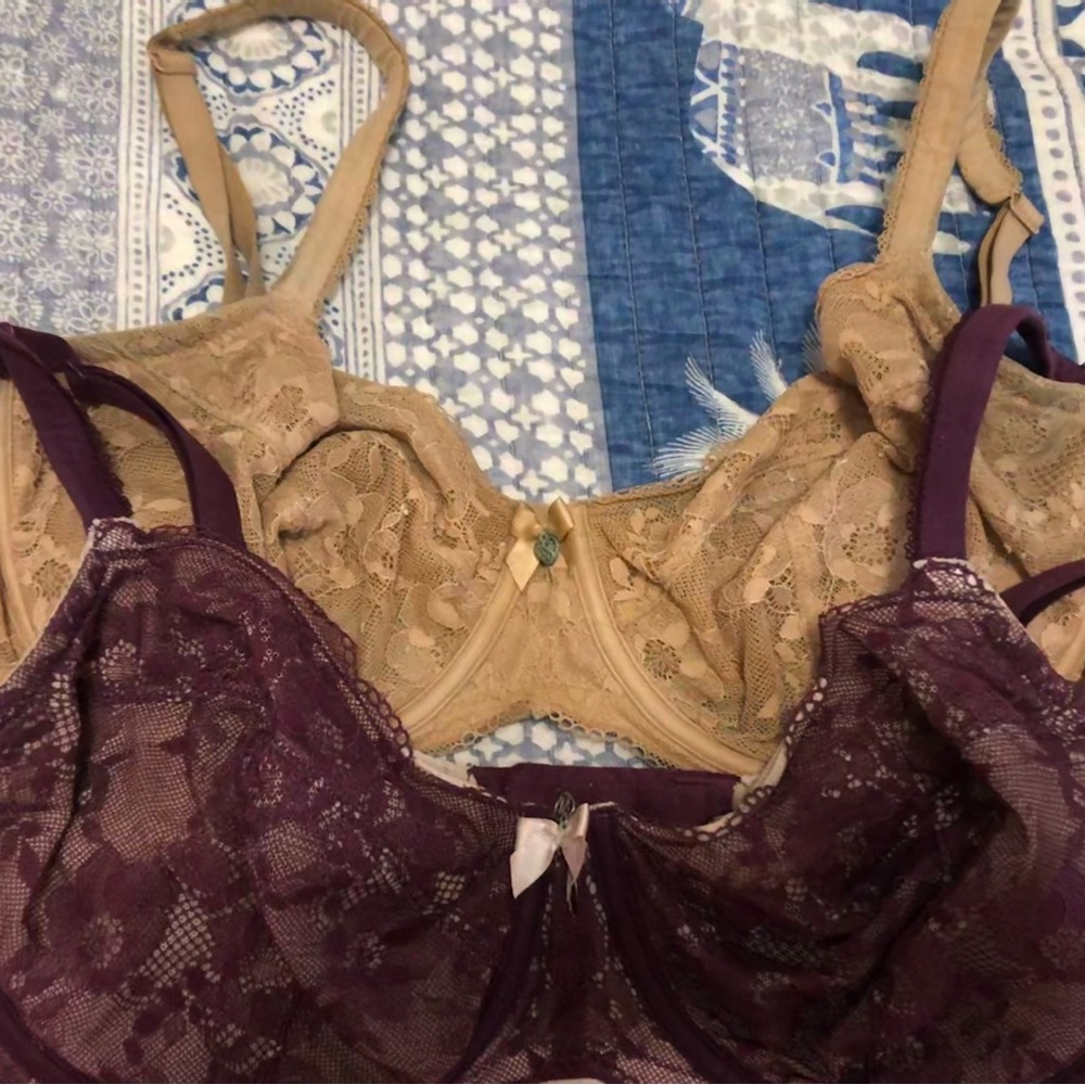 Lace Intimates Set in Tan and Purple
